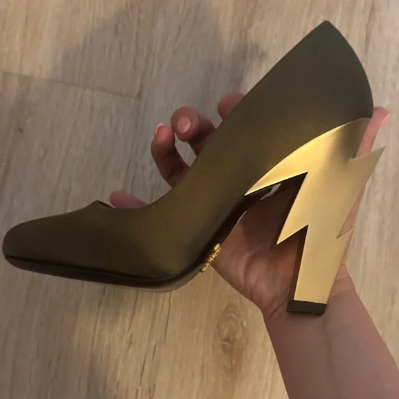 Prada Metallic Bronze Lightning-Heel Pumps - Picture 7 of 7